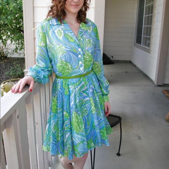 Vintage Leslie Fay voile spring dress size 10-12 - Picture 2 of 7
